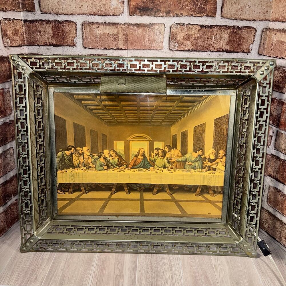 WoW MCM Light Up Metal Frame Picture of The Lords Last Supper Jesus Religious